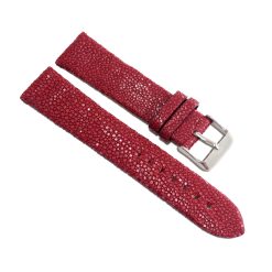 Bordeauxfarbenes Uhrenarmband aus poliertem Rochenleder