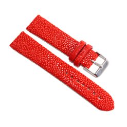 Uhrenarmband aus poliertem Rochenhaut in roter Farbe
