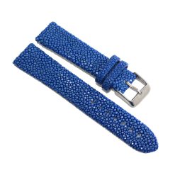 Uhrenarmband aus poliertem saphirfarbenem Rochenleder