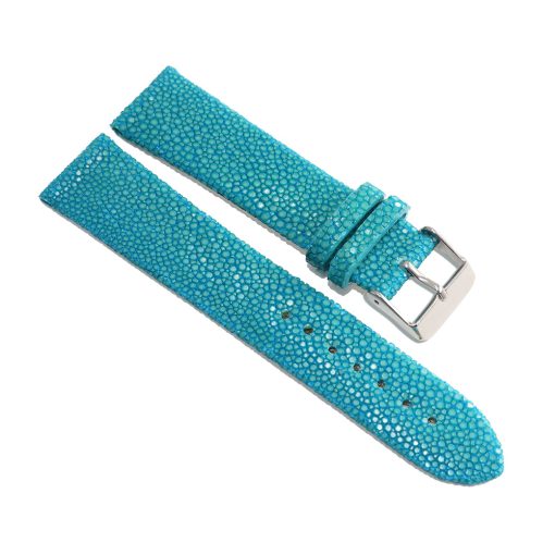 Uhrenarmband aus poliertem tuerkisfarbenem Rochenleder