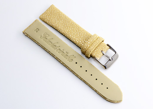 Uhrenarmband aus poliertem naturfarbenem Rochenleder 2