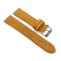 Uhrenarmband aus poliertem safranfarbenem Rochenleder
