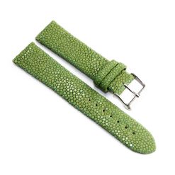 Uhrenarmband aus poliertem seladonfarbenem Rochenleder